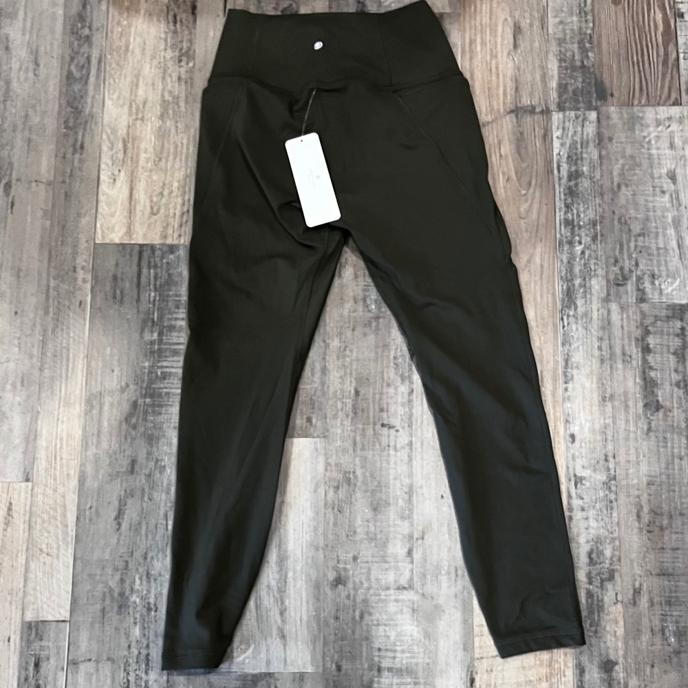 CRZ YOGA Womens Olive Green High Waisted Sports Leggings Pockets R584 | Size M - Picture 4 of 8
